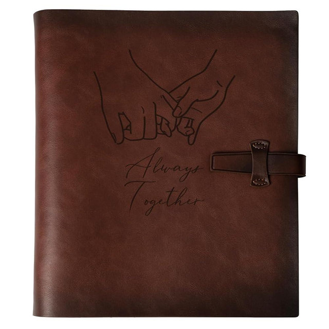 Photo Album 4x6 200 Photos, Genuine Leather Photo Albums with Writing Space with 30 Writing Paper, Travel Family Wedding Kids Graduation Ultrasound Baby Picture Album Scrapbook Photo Album Hold Hands