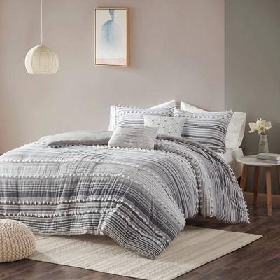 Corey Full/Queen 5pc Cotton Duvet Cover Set Gray