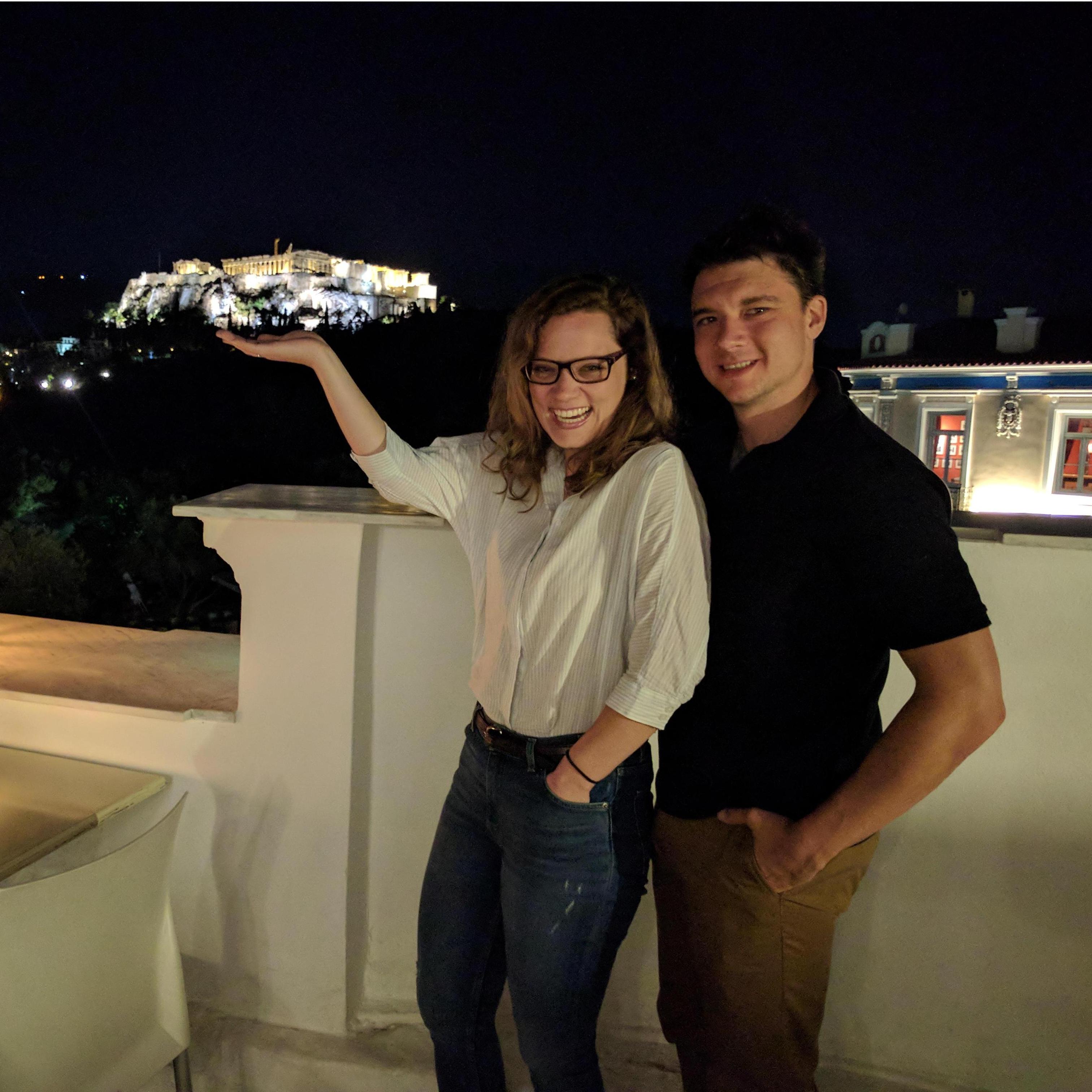 Rooftop dinner in Athens, Greece.
