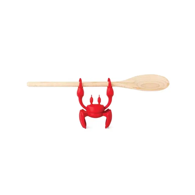 Ototo Red The Crab Spoon Holder and Steam Releaser: Silicone, Dishwasher-Safe, 5" Height, 2.83" Width, 0.184 lbs