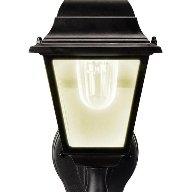 Maxsa 43319 Premium Battery-Powered Motion-Activated Decorative Outdoor Warm White LED Wall Sconce Lighting Fixture, Metal Housing, Black