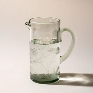 Etched Thistle Pitcher - Clear