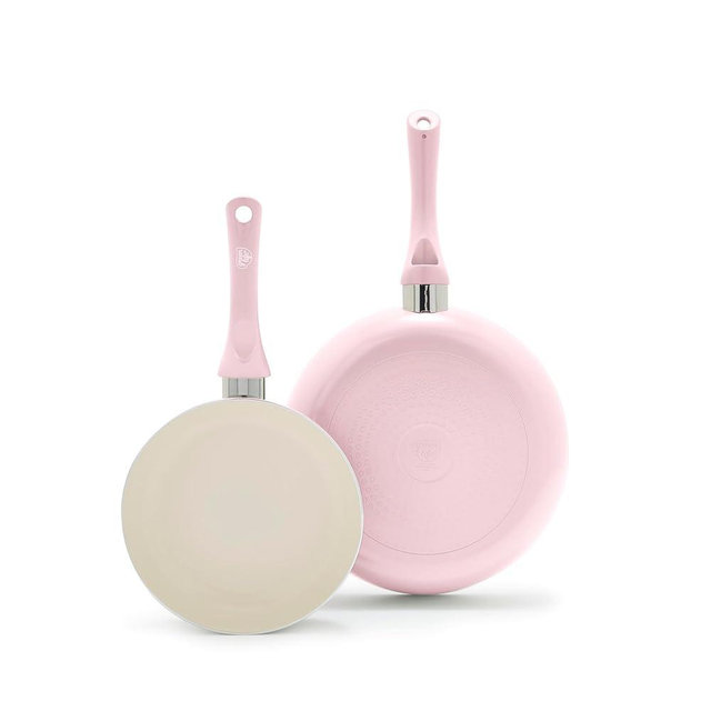 GreenLife 2-Piece Nonstick Frying Pan Set, 8” & 10” Skillets, Non-Toxic Ceramic Cookware, Dishwasher Safe, Stay-Cool Handles, Induction Ready, Fast Heating, Omelet Pan, PFAS Free, Blush Pink