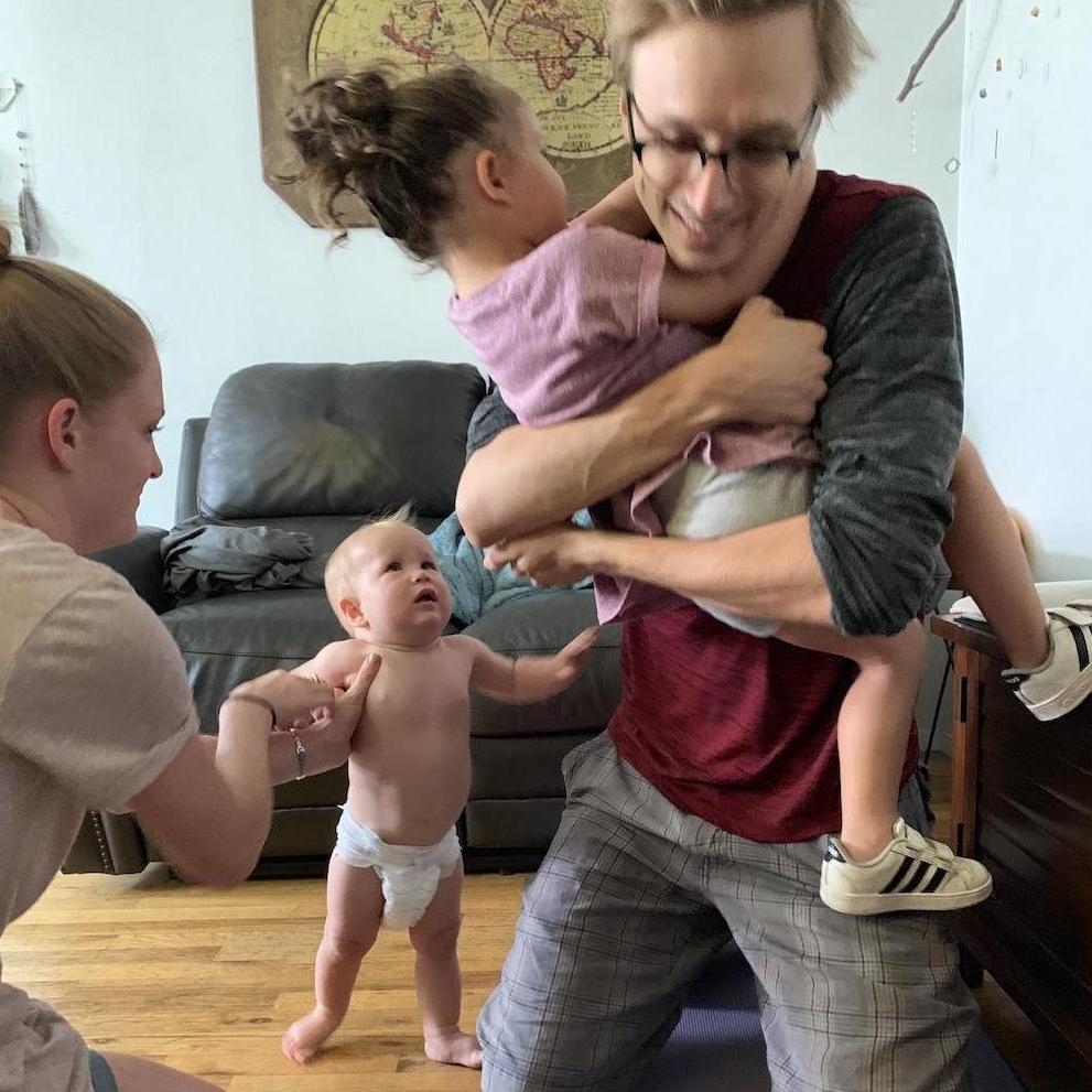Riley is Kyra and Kingston's favorite jungle gym!