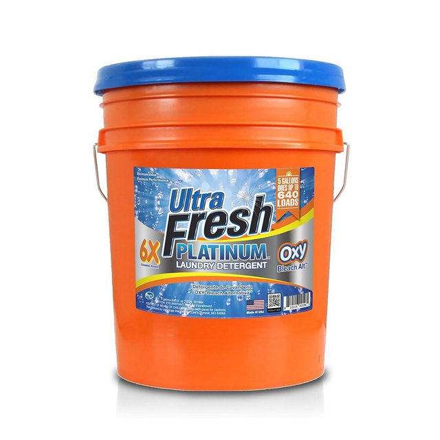 Ultra Fresh Liquid Laundry Detergent, 6X Platinum, 5 Gal, OXY Color Safe Bleach Alt™ - Household Cleaning Supplies and Accessories for Clothing and Fabric Items