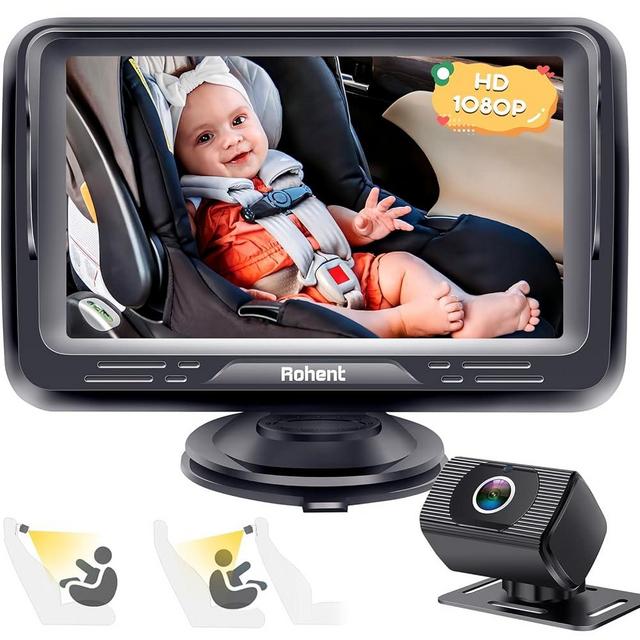 Rohent Baby Car Camera HD 1080P - Rear-Facing Infant Monitor with Night Vision Car Camera for Baby 150° Wide-Angle Lens Anti-Glare Screen Easy Install 360° Adjustable Display