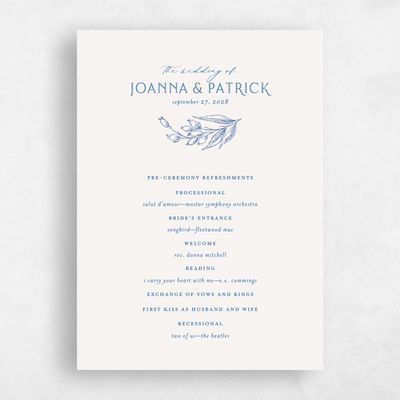 Blue Standard Wedding Program - Briallen