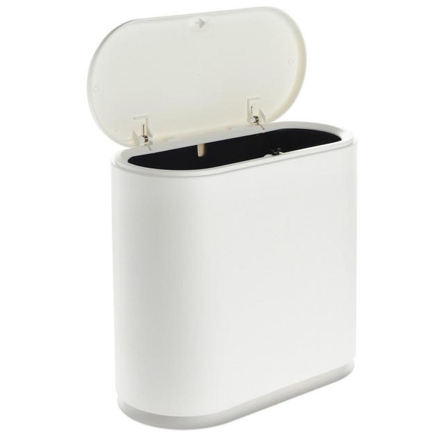 Juvale 2.6 Gallon Small Trash Can with Lid for Kitchen, Narrow Garbage Bin for Bathroom, Bedroom, Office, White, 10L