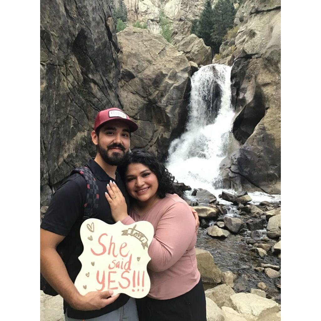 He proposed in Boulder CO under the waterfall
