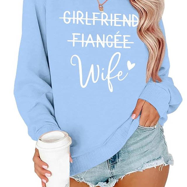 JINTING Wifey Sweatshirt for Women - Girlfriend Fiancee Wife Honeymoonin Bride to Be Engagement Gift Pullover
