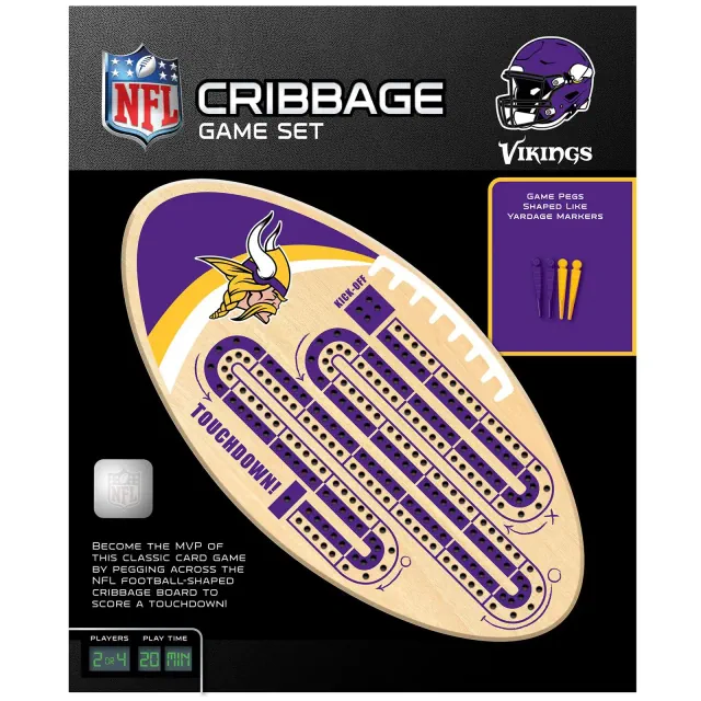 MasterPieces Officially Licensed NFL Minnesota Vikings Wooden Cribbage Game for Adults