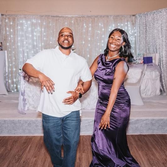 Dancing at a wedding, we were lit and barely knew each other.