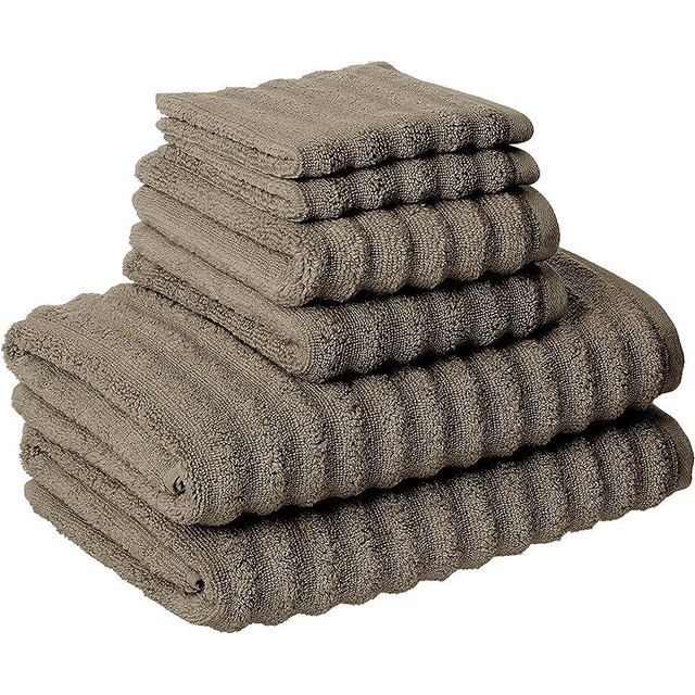 Amrapur Overseas Luxury Spa Collection | 6-Piece Ultra Soft Quick-Dry 550GSM 100% Combed Cotton Wavy Towel Set [Taupe]