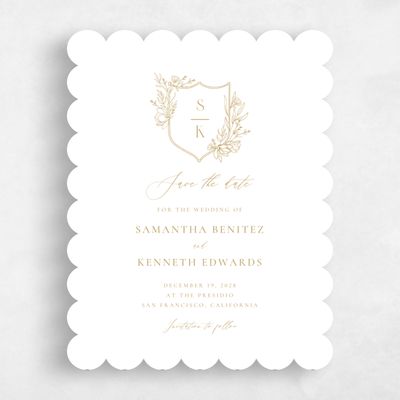 Scalloped Wedding Save the Date - Serrano Portrait
