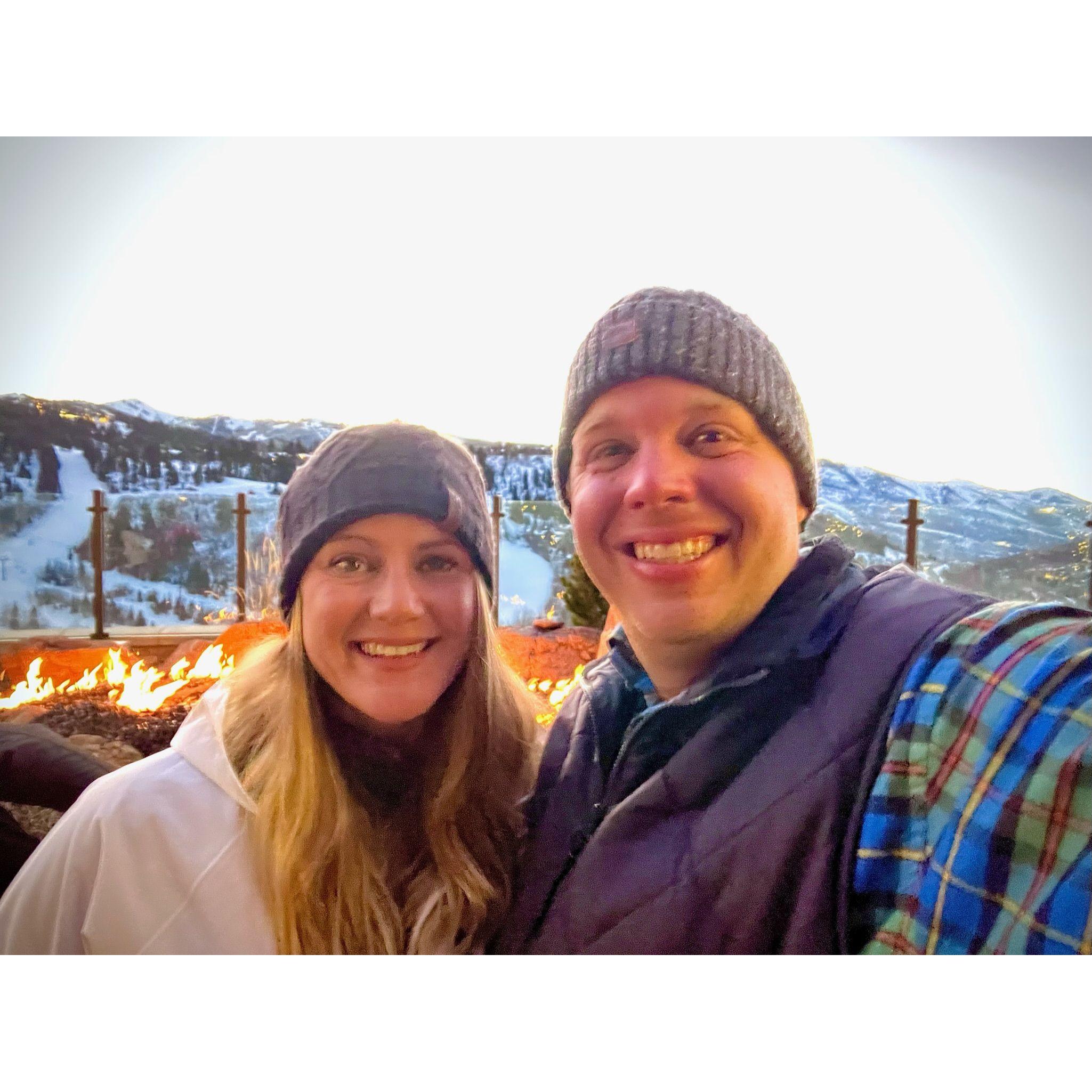 Park City when Pearce first showed Lauren how to ski.   Lauren enjoyed the rooftop fire river the most.