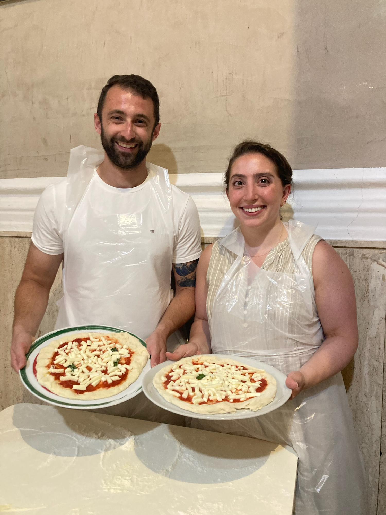 Pizza making class in Naples! One of our favorite things to make for dinner is the Half Baked Harvest potato pesto pizza 😋