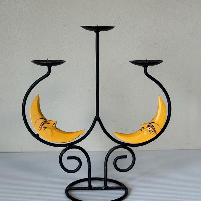 90s Celestial Candelabra, Moon and Stars Design, Vintage Boho Candle Holders, Moon Candelabra, Home Decor