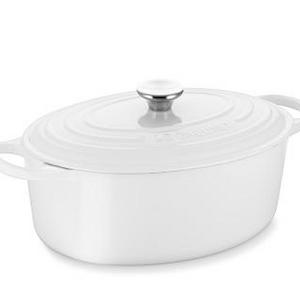 Le Creuset Signature Cast-Iron Oval Dutch Oven, White, 6 3/4-Qt.