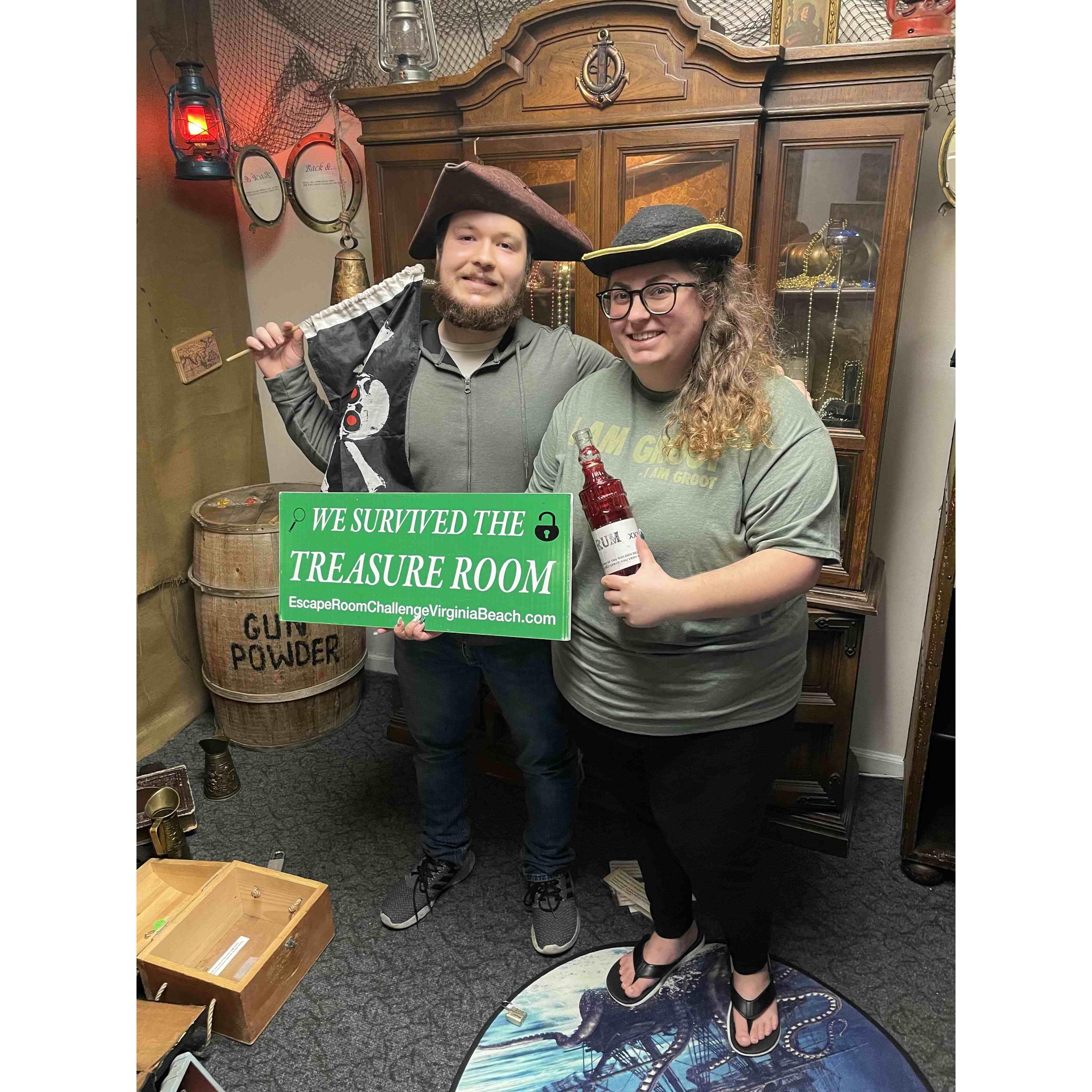The first picture we ever took together after solving an Escape Room. Chesapeake, VA.