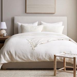 Organic Airy Gauze Duvet Cover: Shade - Undyed / Size - Queen