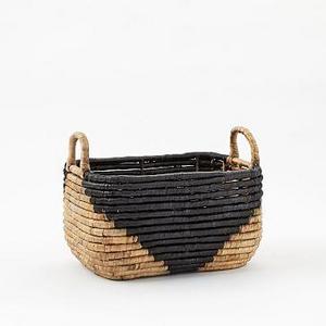 Two-Tone Seagrass Baskets, Small Recantagle, 8"