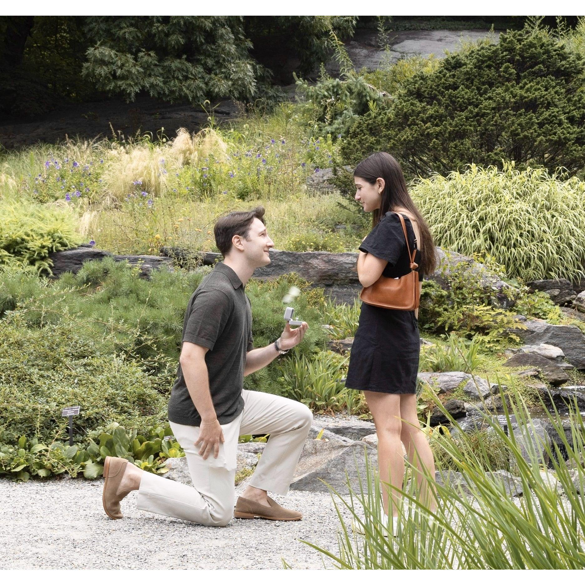 Jeremee proposed to Charlotte on July 20, 2024 at the New York Botanical Garden