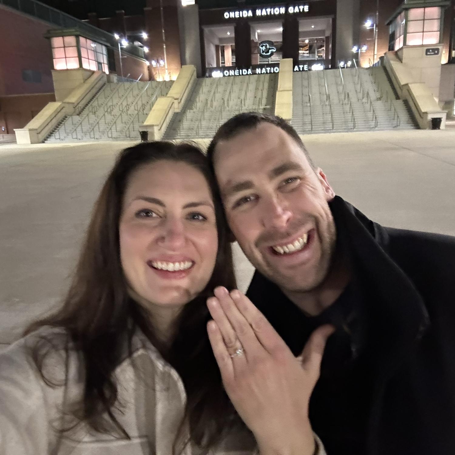 Engaged at Lambeau! 💍