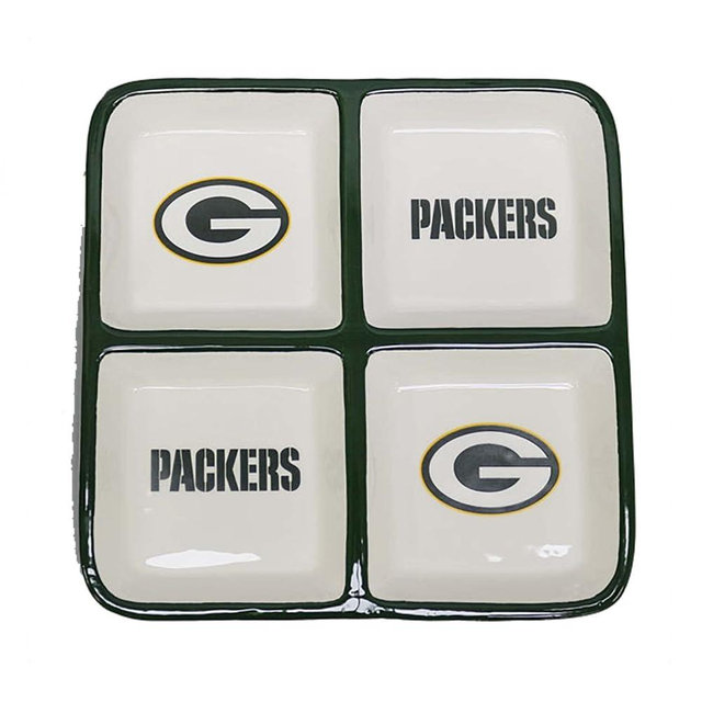 The Memory Company Officially Licensed NFL 4 Section Square Tray – Perfect for Game Day & Collectibles, Green Bay Packers
