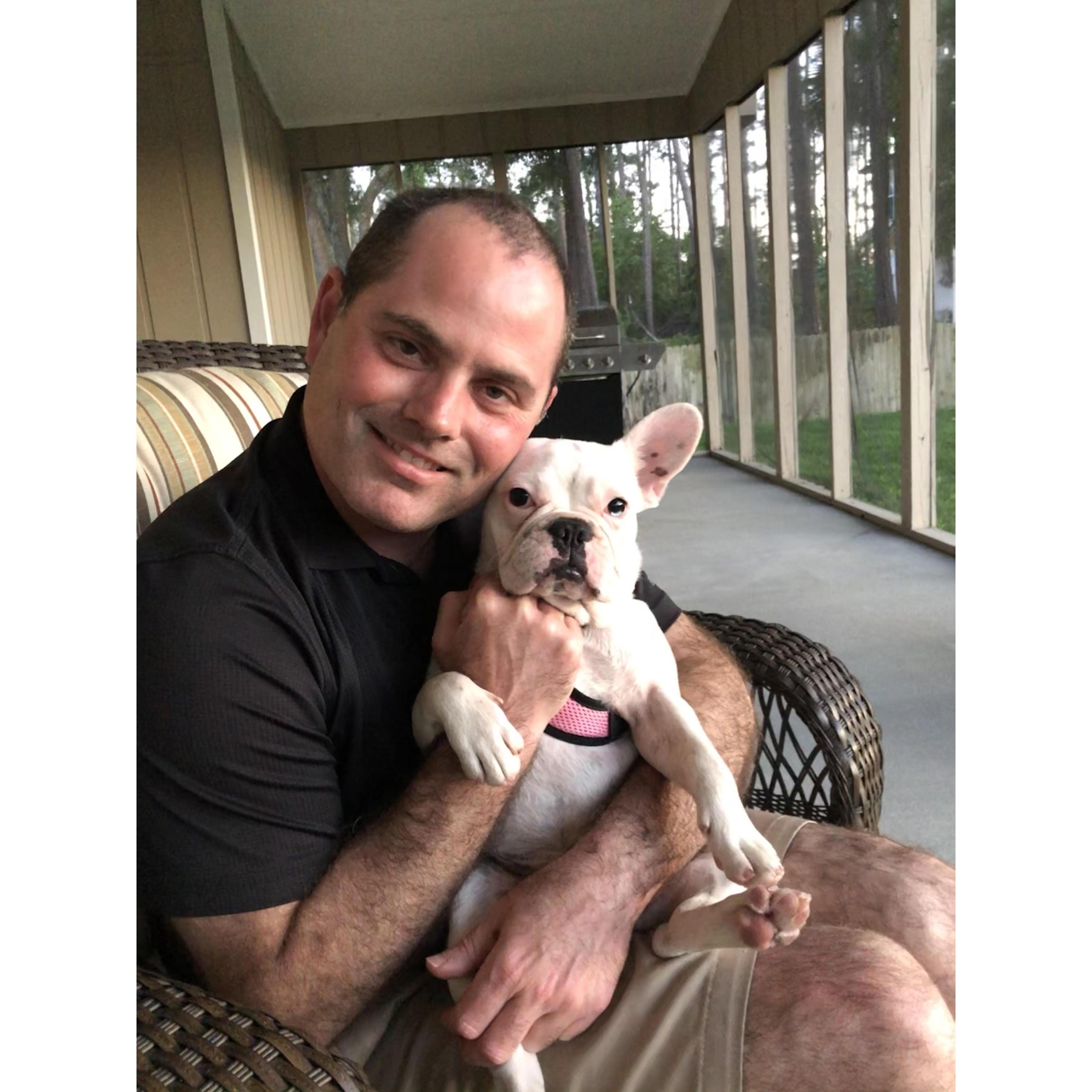 When the famous Betty White the deaf Frenchie came home, April 19, 2019