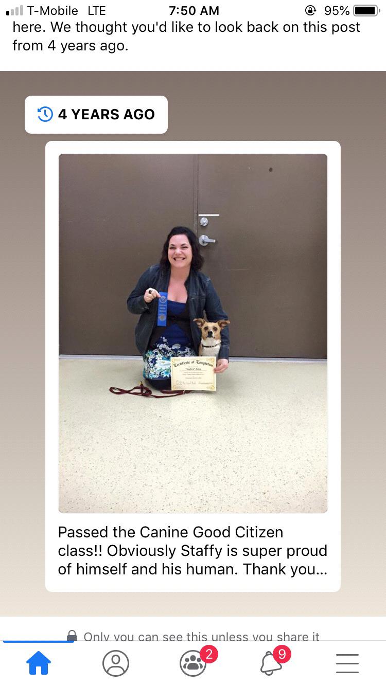 2016: This is the photo that Duane saw on Kimberly’s dating profile that sealed the deal for him. He says she looked beautiful in others but this one caught his eye! “Her proud smile & cute pup-done”
