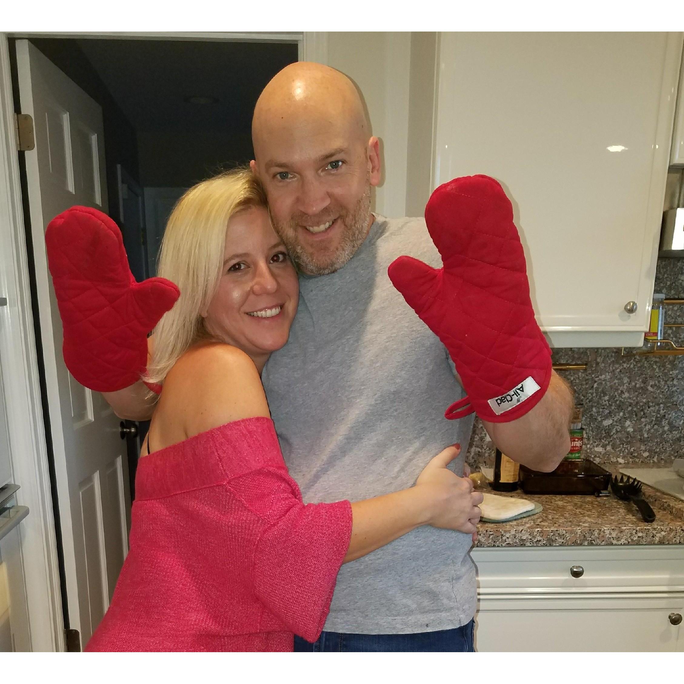 Gary and Jen enjoy cooking together (while dancing).