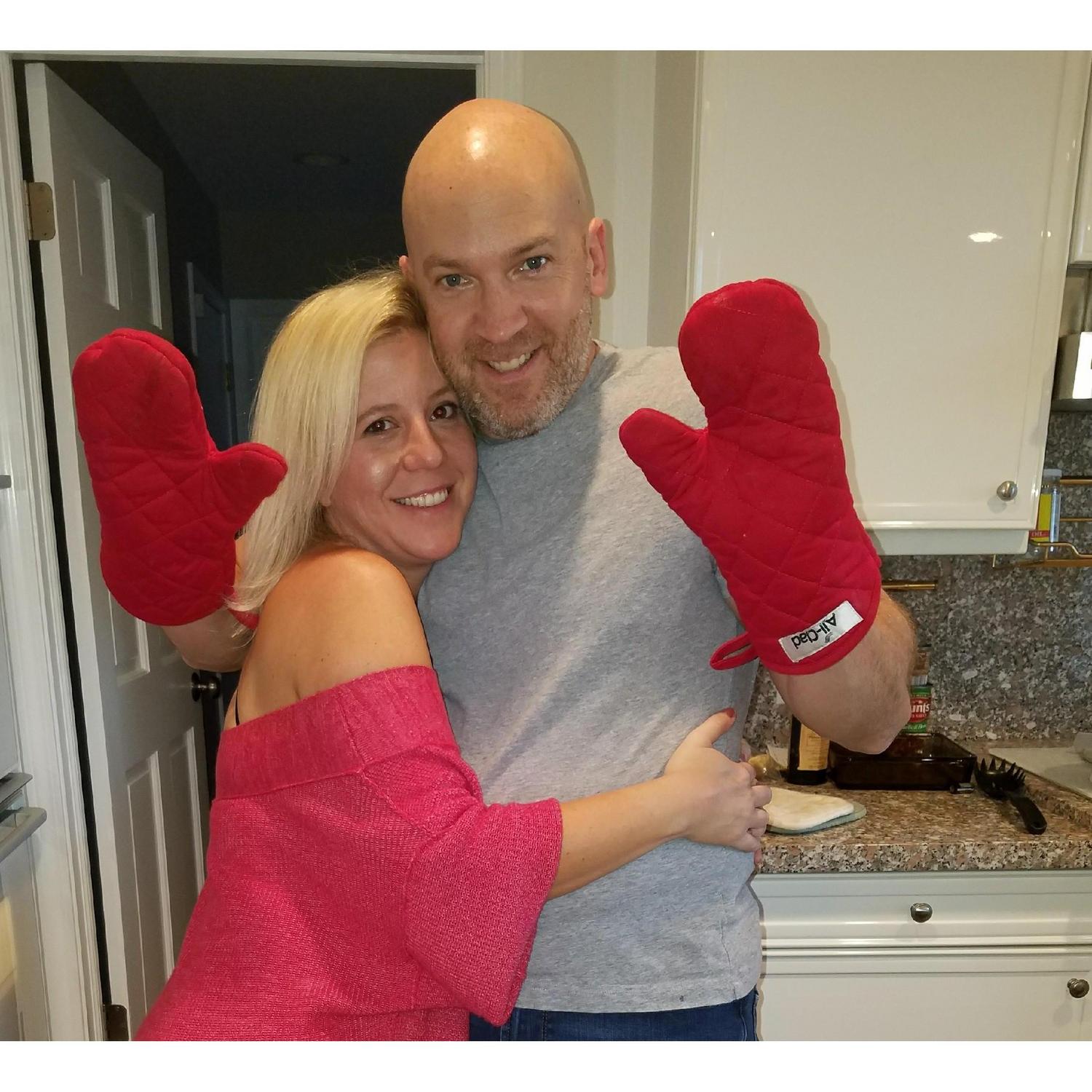 Gary and Jen enjoy cooking together (while dancing).