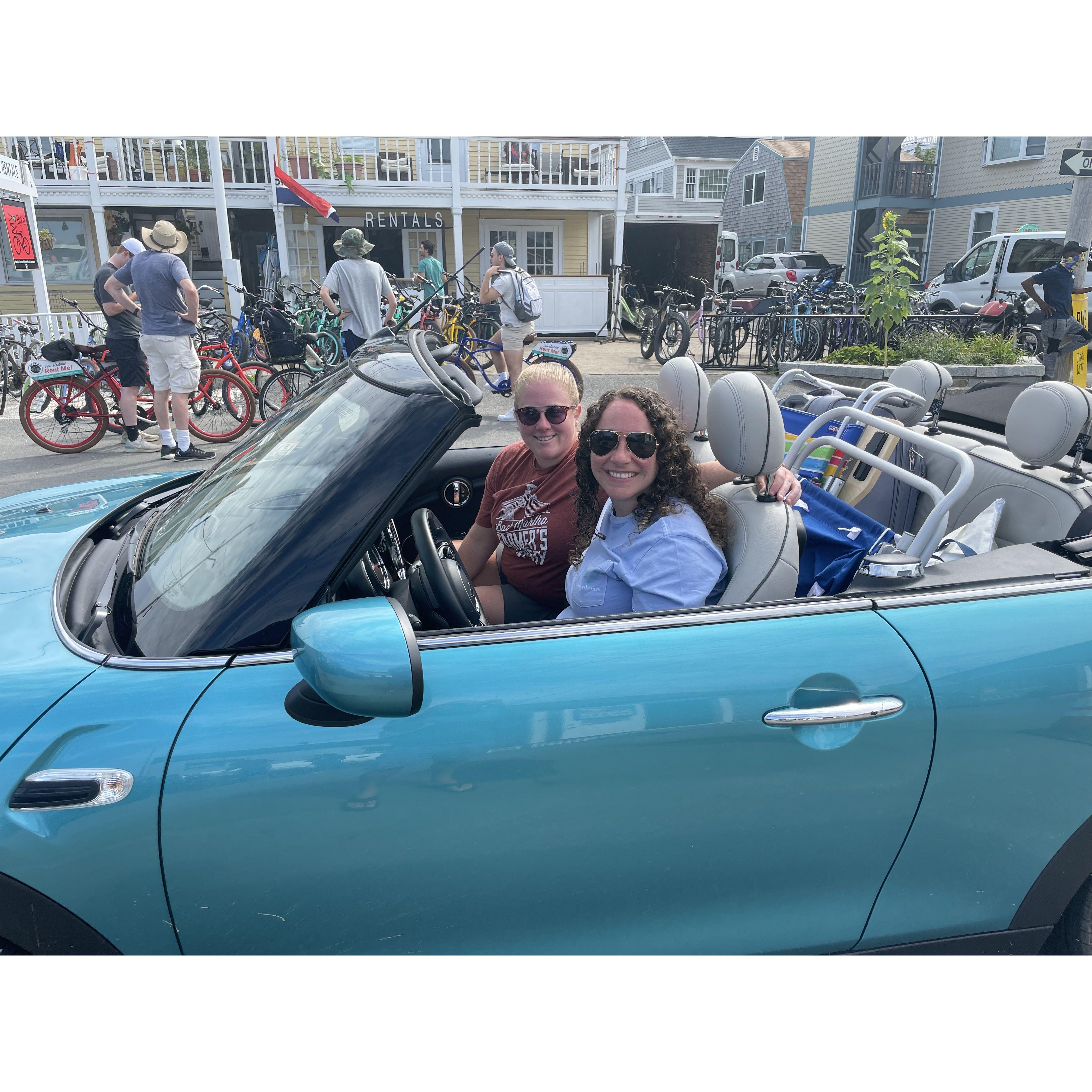 August 2021 - back in the Vineyard with our rented Mini Cooper convertible