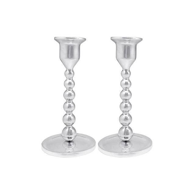 MARIPOSA Pearled Small Candlestick Set |Silver | Brillante | Gifts | CANDLEHOLDERS | Recycled SANDCAST Aluminum | Handmade in Mexico