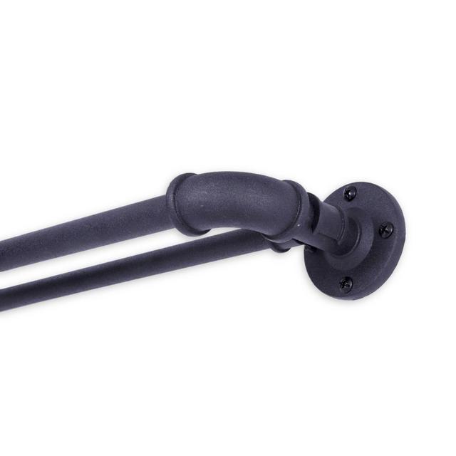 Sun Zero Bronn 66-Inch - 120-Inch Telescoping Room Darkening Double Curtain Rod in Matte Black