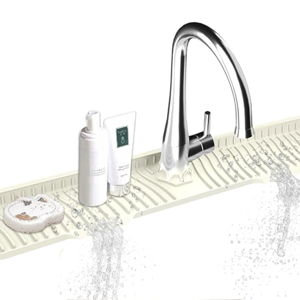 Kitchen Sink Splash Guard Gen2-30" x 6'' Silicone Sink Mat Splash Guard fit for Countertop, Bathroom,Farmhouse,RV by EBIGIC (off white)