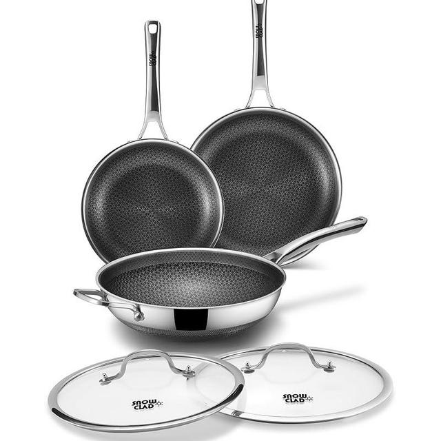 DOTCLAD 3-Piece Hybrid Stainless Steel Cookware Set-12 Inch Wok with Lid,10 Inch Frying Pan,12 Inch Skillet with Lid-Non Stick,PFOA Free,Dishwasher&Oven Safe,Induction Compatible