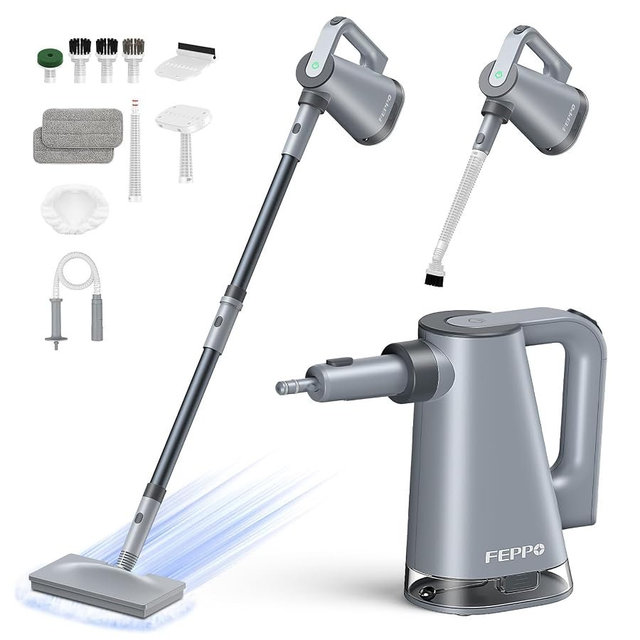 FEPPO Steam Mop & Detachable Handheld Steam Cleaner for Home and Floor Cleaning, 15s Heat-Up, 230°F Floor Steamer for Deep Cleaning with Multi-purpose Attachments Hardwood Floors, Tile,Grout,Furniture