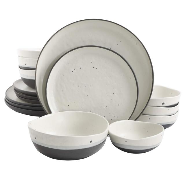 16 Piece Dinnerware Set - White/Black