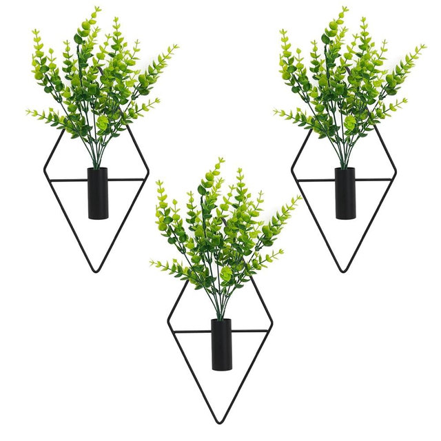 Neiteli 3 Pcs Wall Plants Artificial Decor,Boho Wall Decor,Home Office Living Room Wall Decor(Eucalyptus)