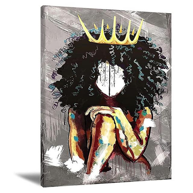 African American Black Queen Girl Wall Art Black Woman Canvas Wall Art Abstract Contemporary Prints Painting Home Decor Poster for Bedroom Living Room Office Unframed