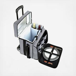 4-Person Equipped Insulated Picnic Set with Detachable Wheels