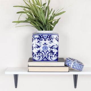 Decorative Square Ceramic Ginger Jar with Lid