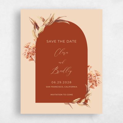 Deep Orange Wedding Save the Date - Caoba Portrait