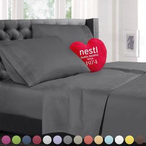 Nestl Bedding - Queen Size Bed Sheets Set Gray, Highest Quality Bedding Sheets Set on Amazon, 4-Piece Bed Set, Deep Pockets Fitted Sheet, 100% Luxury Soft Microfiber, Hypoallergenic, Cool & Breathable