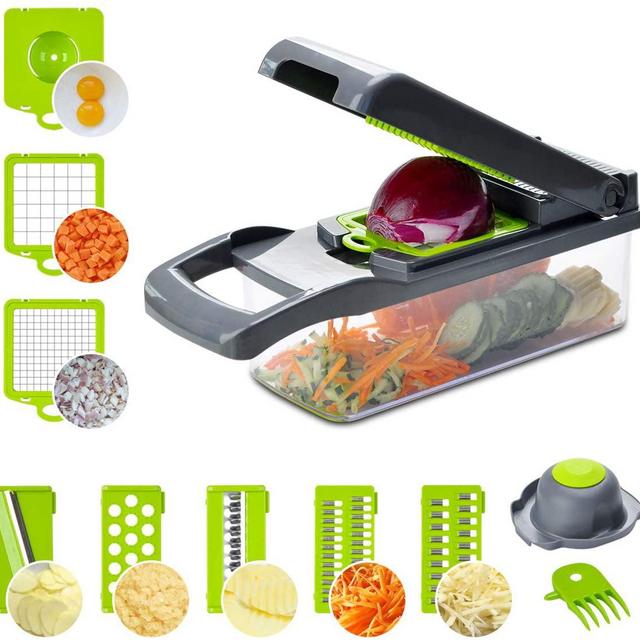 Vegetable Slicer Lychee 12 in 1 Food Chopper with Container Finger Protection for Veggie Fruit Salad Potato