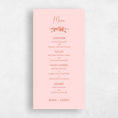 Tomato, Pink Wedding Menu - Finley