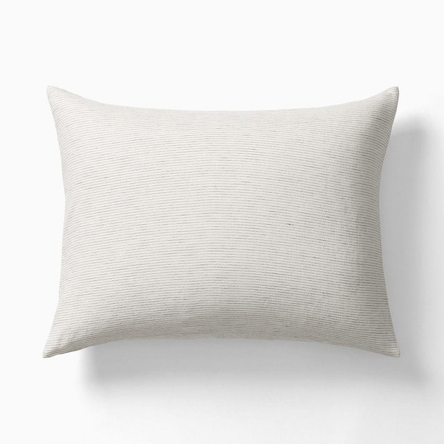 European Flax Linen King Sham, Charcoal Pinstripe