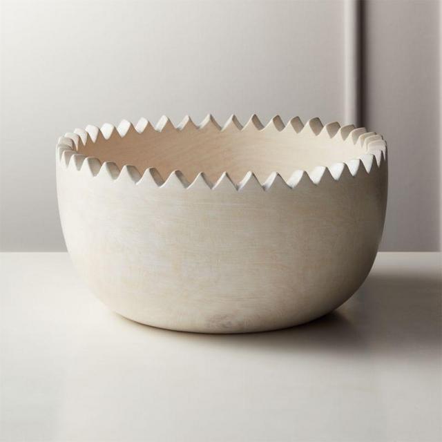 Chop Whitewash Wood Bowl