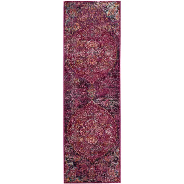 Crystal CRS512 Power Loomed Indoor Runner Rug - Fuchsia/Purple - 2'2"x5' - Safavieh